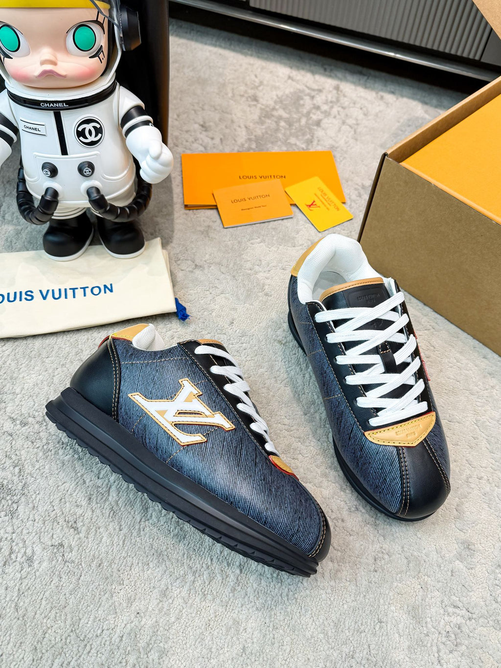 LV 26ss Platform Sneaker Navy Blue Black Cowhide 625419