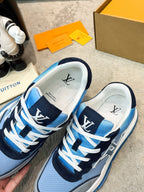 LV 26ss Platform Sneaker Blue Black Mesh Suede 625421