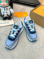 LV 26ss Platform Sneaker Blue Black Mesh Suede 625421