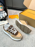 LV 26ss Classic Sneaker Brown Beige Mesh Suede 625424