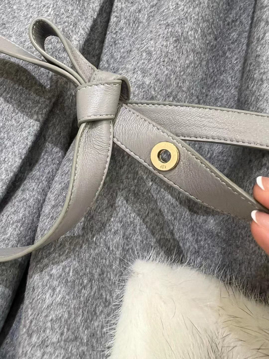 LP 25 Crew Neck Coat Gray White Cashmere Fur 303965