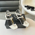 SL CASSANDRA MID-HEEL SANDAL WHITE CALFSKIN