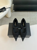 CC MARY JANE IN BLACK WOOL TWEED AND SATIN