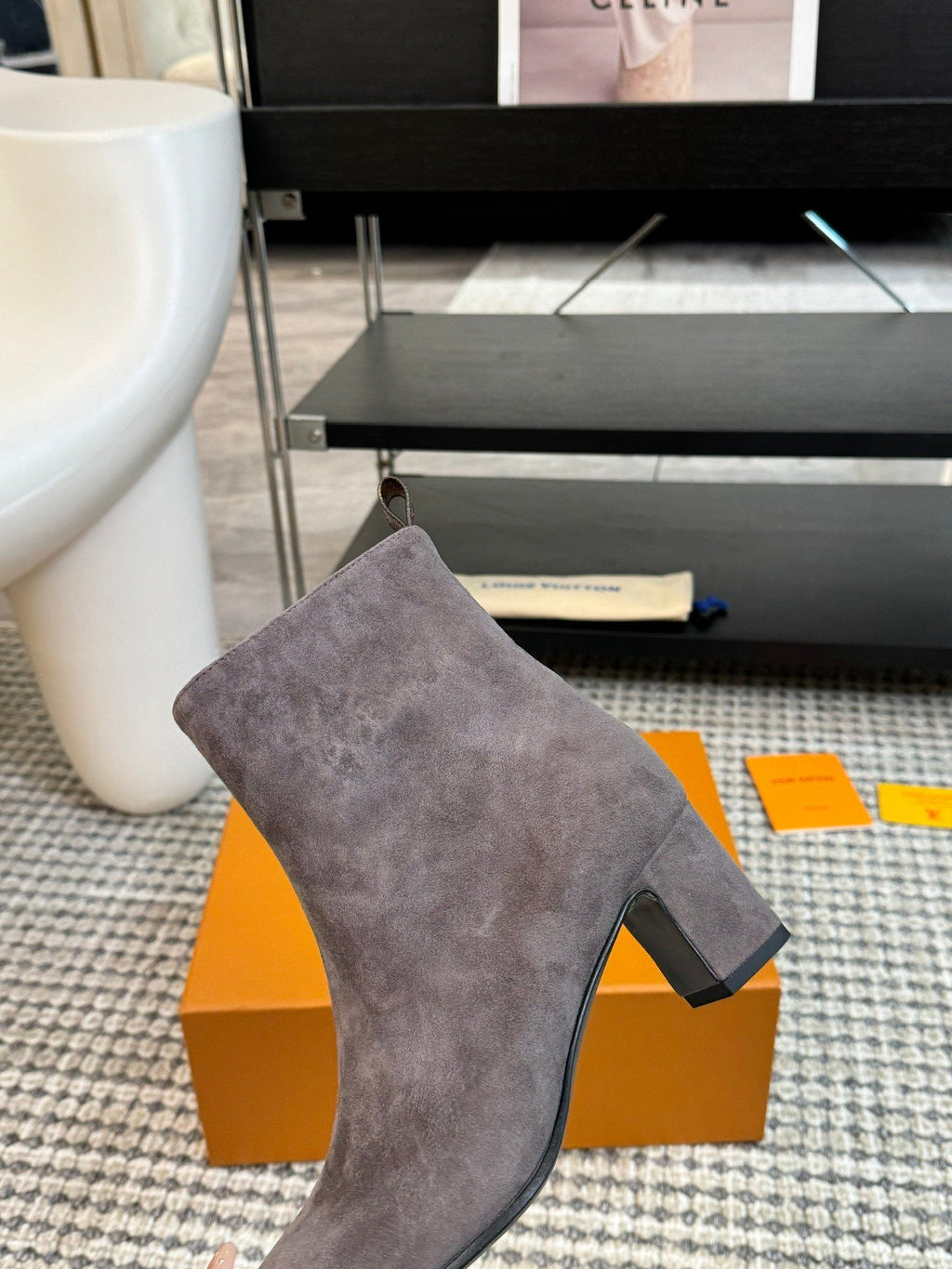 LV Ankle Boots 60mm Gray Suede