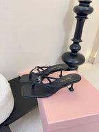 MIU High Heeled Sandals 50 Black Sheepskin 627366