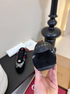 GG 26 Casual Sneakers Black Cowhide Suede Rhinestones 627229