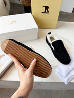 The Row 2025 Loafer Black Suede Wool 576845