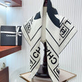 CC Square Scarf 90 CM In White Mix Black Silk Twill  167960
