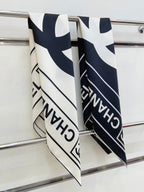 CC Square Scarf 90 CM In White Mix Black Silk Twill  167960