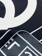 CC Square Scarf 90 CM In Black Mix White Silk Twill  167961