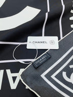 CC Square Scarf 90 CM In Black Mix White Silk Twill  167961
