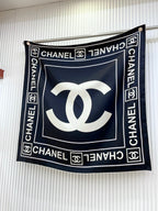 CC Square Scarf 90 CM In Black Mix White Silk Twill  167961
