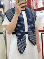 CC Square Scarf 90 CM In Black White Polka Dot Silk Twill 166291