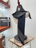 CC Square Scarf 90 CM In Black White Polka Dot Silk Twill 166291