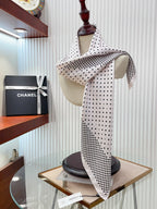 CC Square Scarf 90 CM In White Black Polka Dot Silk Twill  166292