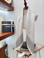 CC Square Scarf 90 CM In White Black Polka Dot Silk Twill  166292