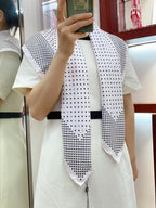 CC Square Scarf 90 CM In White Black Polka Dot Silk Twill  166292
