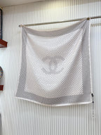 CC Square Scarf 90 CM In White Black Polka Dot Silk Twill  166292