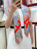 Eleftheria Scarf 90 CM In Colorful Silk Twill  193835