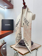 CC Square Scarf 90 CM In White Mix Black Pink Silk Twill 165001