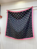 CC Square Scarf 90 CM In Black Pink Silk 167944
