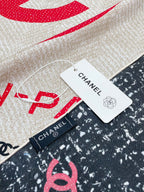 CC Square Scarf 90 CM In Black Mix Light Beige Red Cashmere Silk 172077