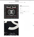 CC Square Scarf 90 CM In Black Mix White Red Cashmere Silk  172078