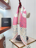 CC Square Scarf 90 CM In White Mix Pink Silk Twill  174874