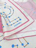 CC Square Scarf 90 CM In White Mix Pink Silk Twill  174874