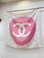 CC Square Scarf 90 CM In White Mix Pink Silk Twill  174874