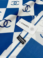 CC Square Scarf 90 CM In Blue And White Striped Silk 174876