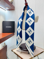 CC Square Scarf 90 CM In Blue And White Striped Silk 174876