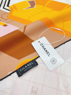 CC Square Scarf 90 CM In White Colorful Silk Twill  187426