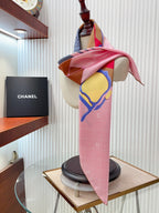 CC Square Scarf 90 CM In Pink Colorful Silk Twill  187428