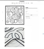 CC Square Scarf 90 CM In White Mix Black Silk Twill  187437