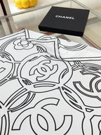 CC Square Scarf 90 CM In White Mix Black Silk Twill  187437