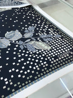 CC Square Scarf 90 CM In Black Camellia Silk Twill  193837