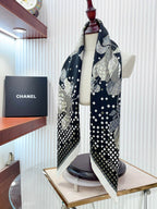 CC Square Scarf 90 CM In Black Camellia Silk Twill  193837