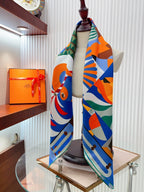 Parade en Fanfare Scarf 90 CM In Colorful Silk Twill 193838