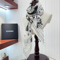 CC Square Scarf 110 CM In White Black Shunyu Qiao Silk  193840