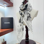 CC Square Scarf 110 CM In White Black Shunyu Qiao Silk  193840