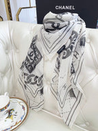CC Square Scarf 110 CM In White Black Shunyu Qiao Silk  193840