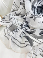 CC Square Scarf 110 CM In White Black Shunyu Qiao Silk  193840
