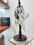 CC Square Scarf 110 CM In White Black Shunyu Georgette Silk 196210