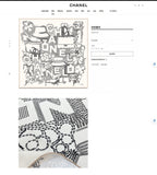 CC Square Scarf 90 CM In White Black Silk Twill  198569