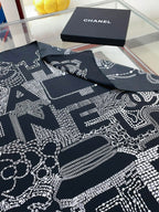 CC Square Scarf 90 CM In Black White Silk Twill  198570