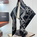 CC Square Scarf 90 CM In Black White Silk Twill  198570