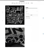 CC Square Scarf 90 CM In Black White Silk Twill  198570