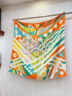 Le Reve De Julia Scarf 90 CM In Orange Colorful Silk Twill 198577