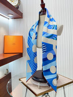 Le Reve De Julia Scarf 90 CM In Blue Colorful Silk Twill 198578